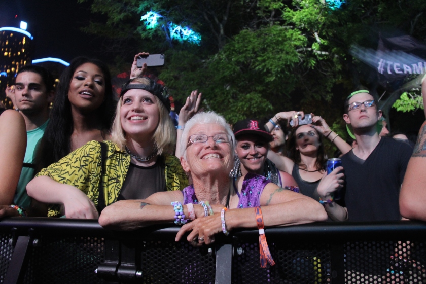 Patricia Lay-Dorsey, aka Grandma Techno, front and center for Get Real at the Red Bull Music Academy Stage